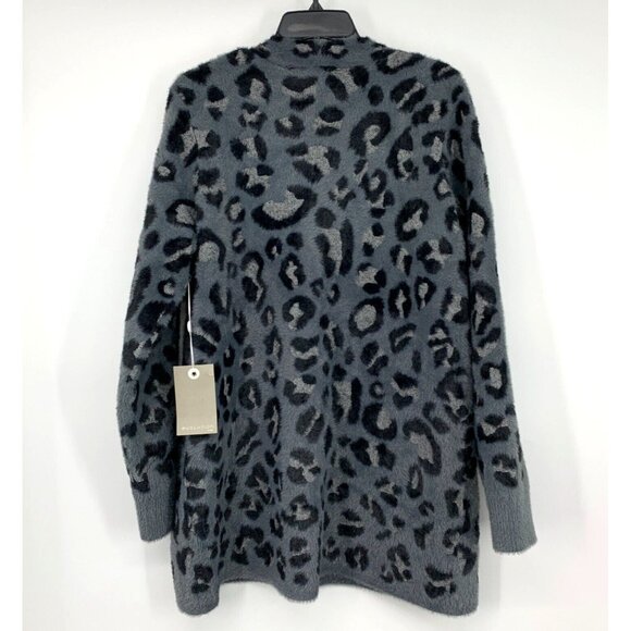 Evolution by Cryus Cardigan Gray Cheetah Fuzzy Soft Open Front NWT - Picture 9 of 11